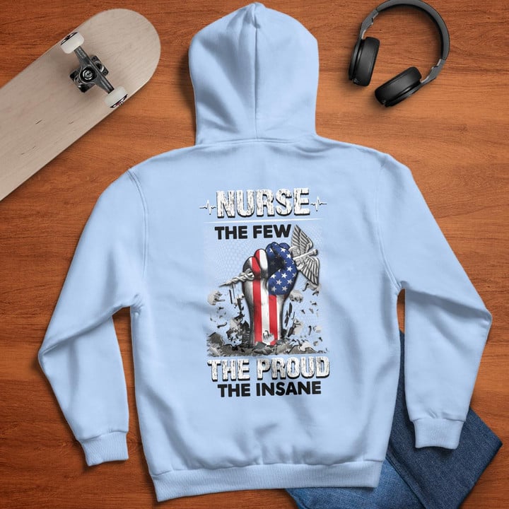 SHOP GRAY NURSE HOODIE WITH PATRIOTIC FIST GRAPHIC | EXPRESS YOUR PRIDE