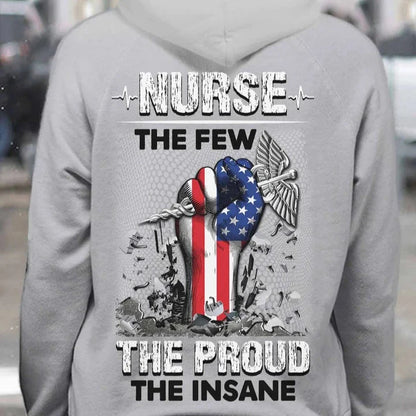 SHOP GRAY NURSE HOODIE WITH PATRIOTIC FIST GRAPHIC | EXPRESS YOUR PRIDE